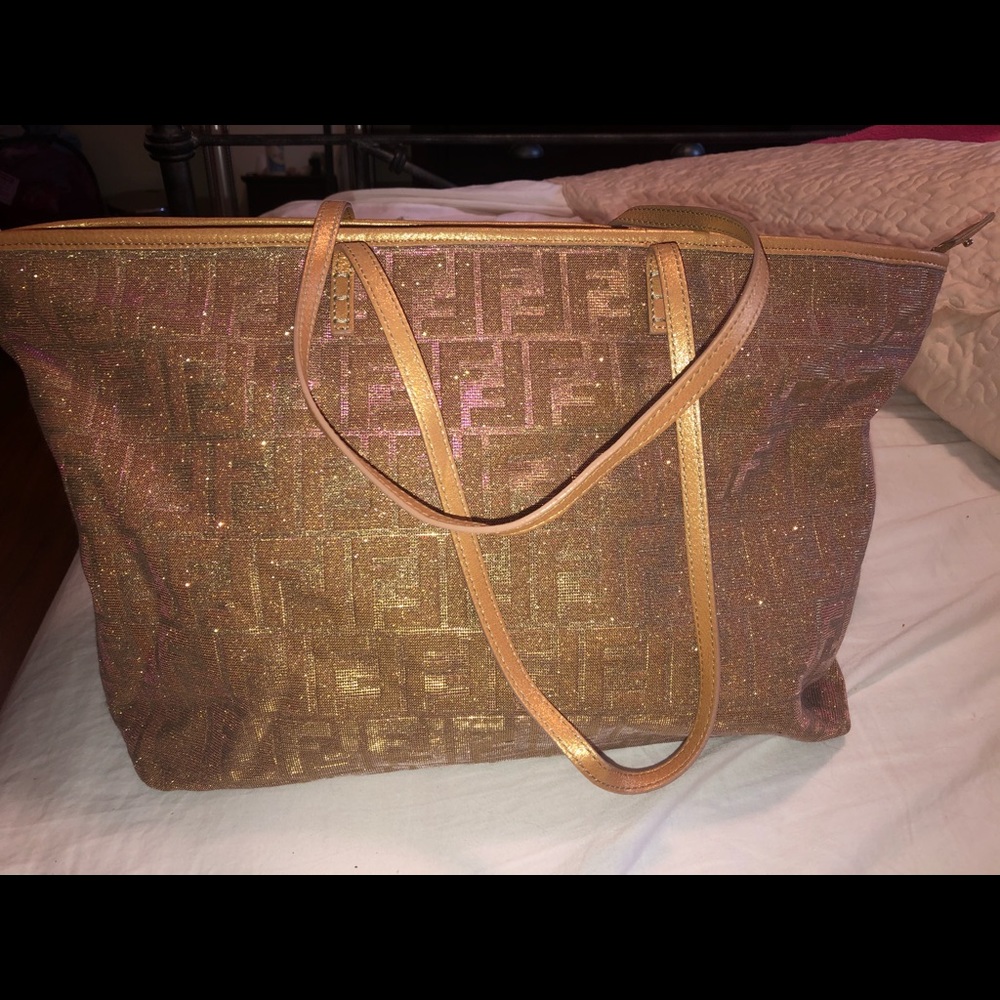 Fendi Metallic Pink/Gold Roll Tote